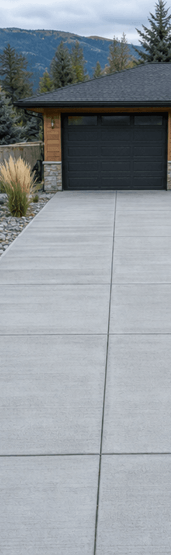 Broom-finished concrete driveway detail with clean joints and edges