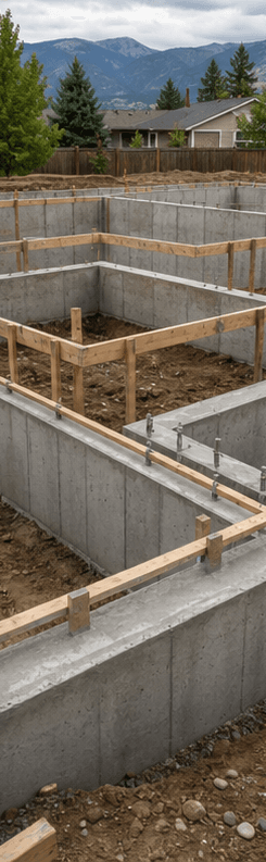 Concrete foundation and slab preparation with compacted base material