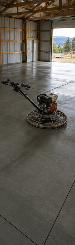 Concrete slab flatwork with clean broom finish and straight form edge