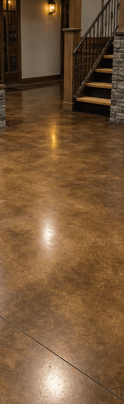 Close detail of stained concrete finish with sealed surface texture